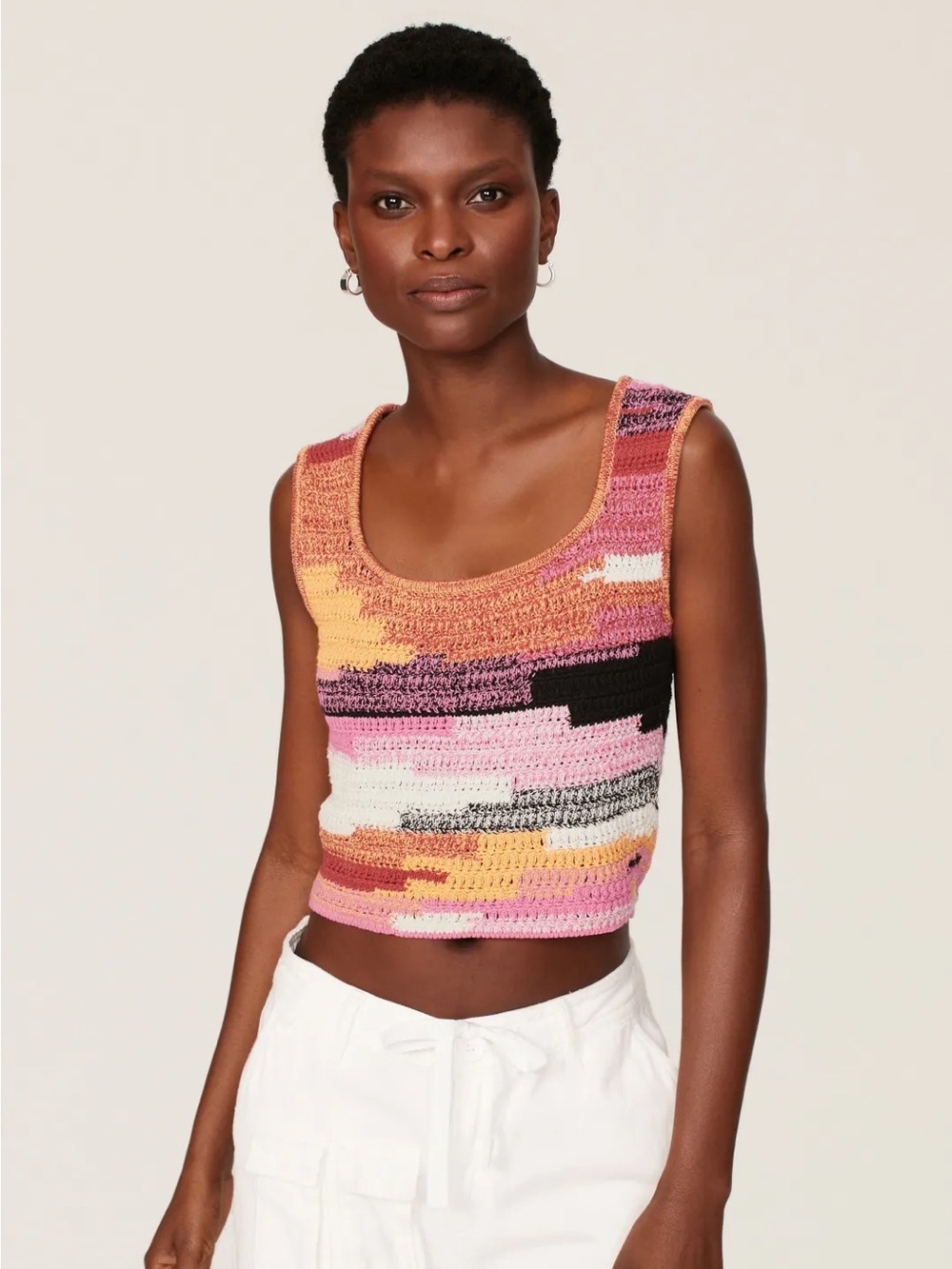 ALC Brayden Crochet Scoop-Neck Cropped Tank XS